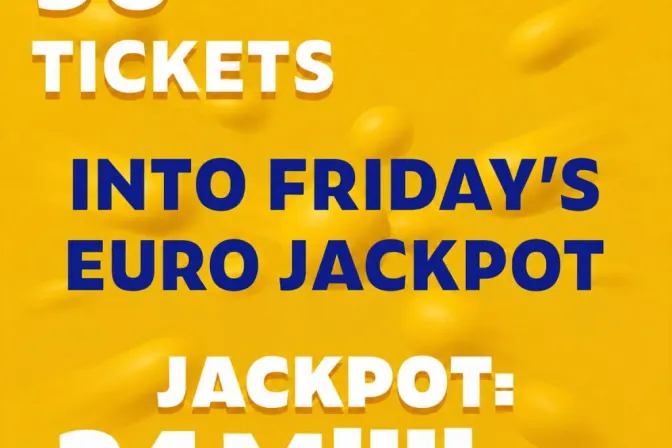 50 Tickets for Friday's Euro Jackpot - £10 Entry