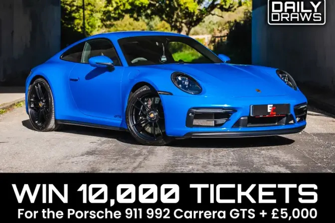 10,000 Tickets for Entry in the 2022 Porsche 911, 992 Carrera GTS + £5k Cash Draw