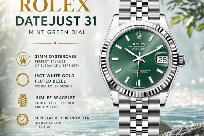 2026 Rolex Datejust 31 - Mint Green / Fluted / Jubilee