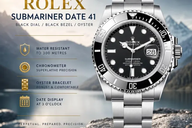 2026 Rolex Submariner Date 41 - Black Dial / Black Bezel / Oyster