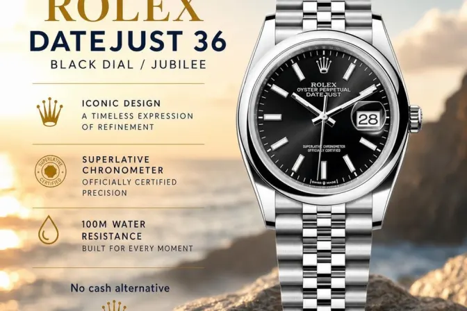 New 2026 Rolex Datejust 36 Black / Jubilee
