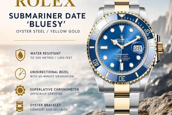 New 2026 Rolex Submarniner Date 'Bluesy' Oyster Steel / Yellow Gold
