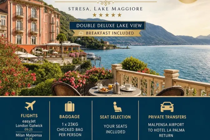 Lake Maggiore - Italian Lakes Luxury Break for Two + £500 6Th - 11Th May 2027