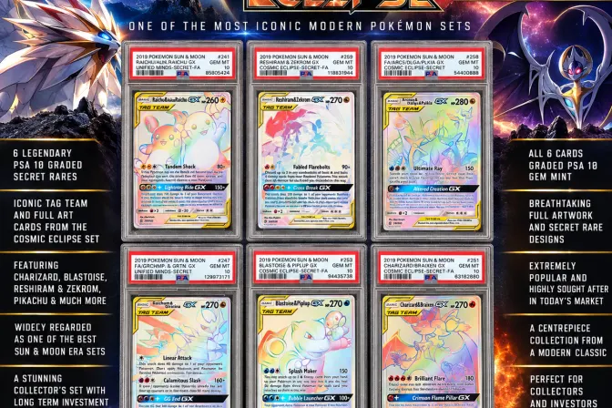 Six Card Psa 10 2019 Pokemon Sun & Moon Cosmic Eclipse Bundle