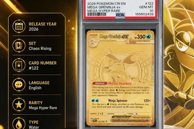 Psa 10 2026 Pokemon Cri En-Chaos Rising #122 Mega Greninja Ex Mega Hyper Rare