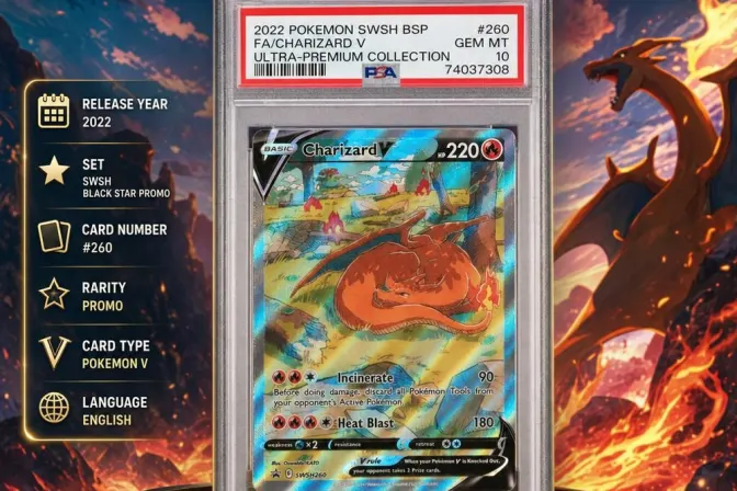 Psa 10 2022 Pokemon Swsh Black Star Promo #260 Fa/Charizard V