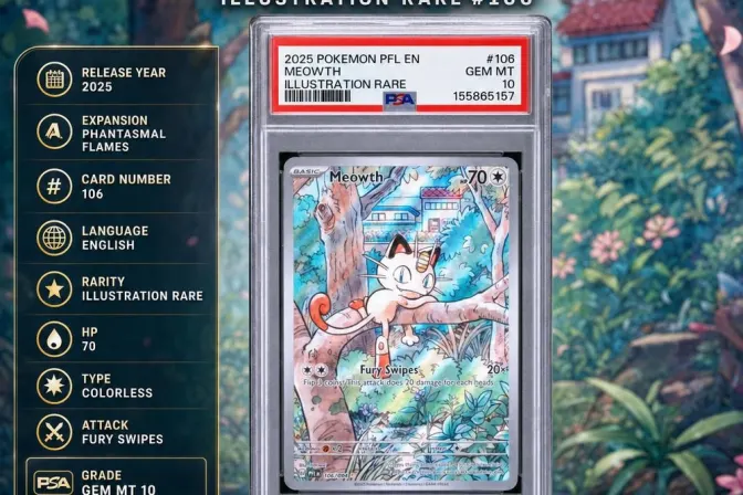 Psa 10 2025 Pokemon Pfl En-Phantasmal Flames #106 Meowth