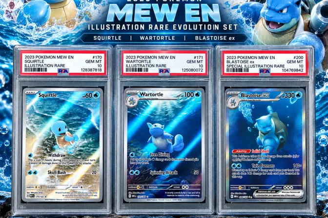 Psa 10 2023 Pokémon 151 Squirtle, Wartortle & Blastoise Ex Evolution Set