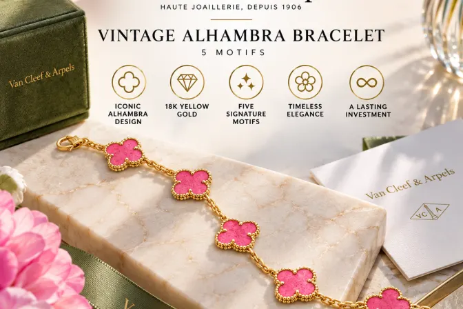New Release 18K Gold Von Cleef Vintage Alhambra Bracelet