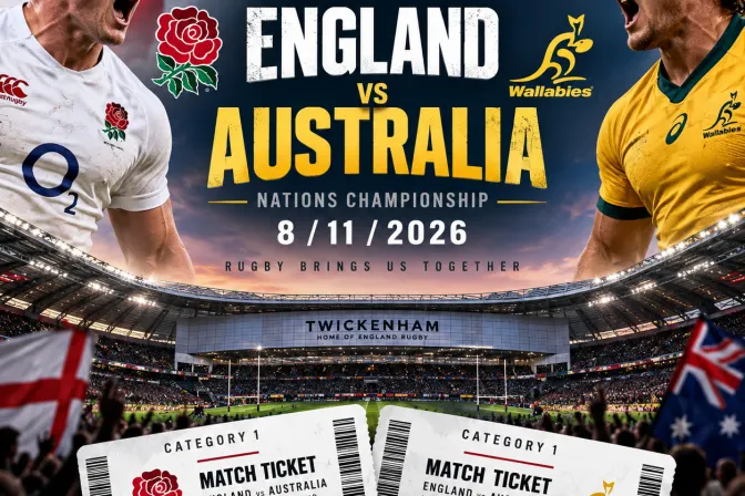 2 X Cat 1 England Vs Australia Nations Championship Rugby 8/11/2026