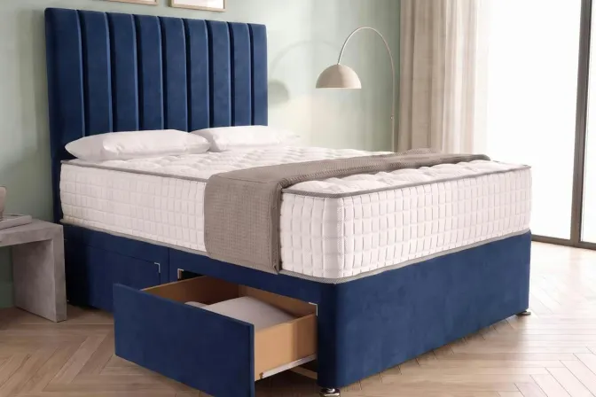 Luxury Divan Bed + Drawers & Mattress - Choice of Colour & Size