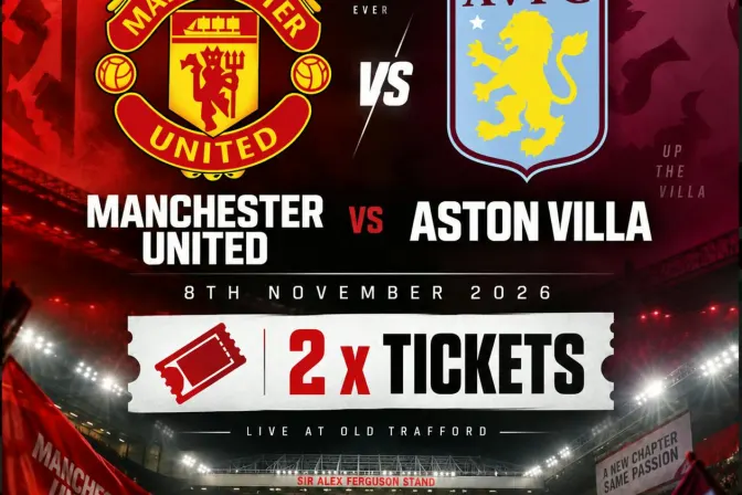 2 X Manchester United Vs Aston Villa Hospitality Tickets 8Th November 2026