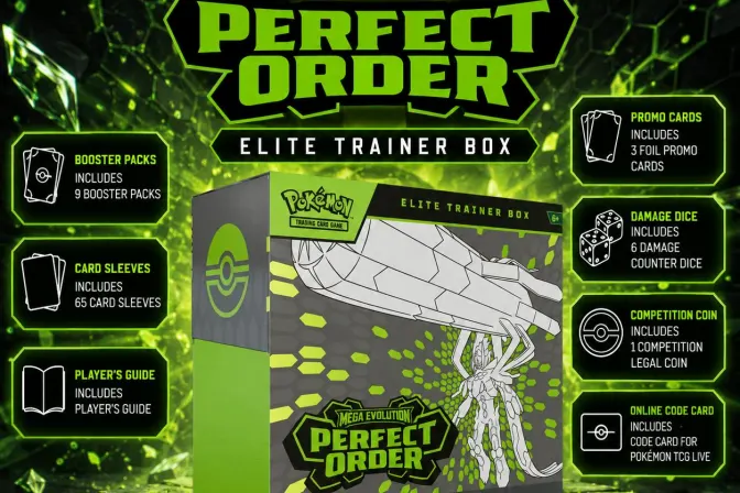 New Pokemon Tcg Mega Evolution 'Perfect Order' Elite Trainer Box
