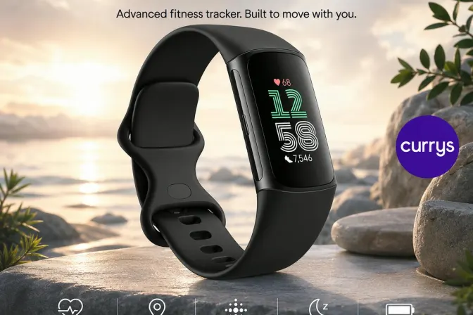 Fitbit Charge 6 Fitness Tracker - Obsidian/Black, Silicone Strap, Universal