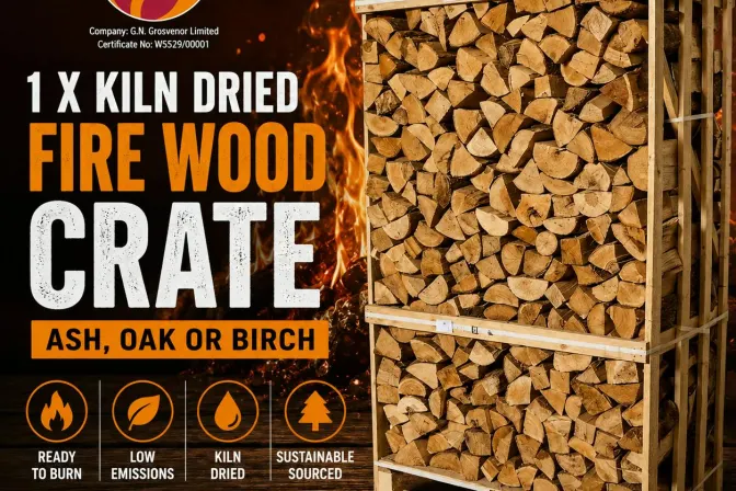 1 X Kiln Dried Fire Wood Crate - Ash, Oak or Birch
