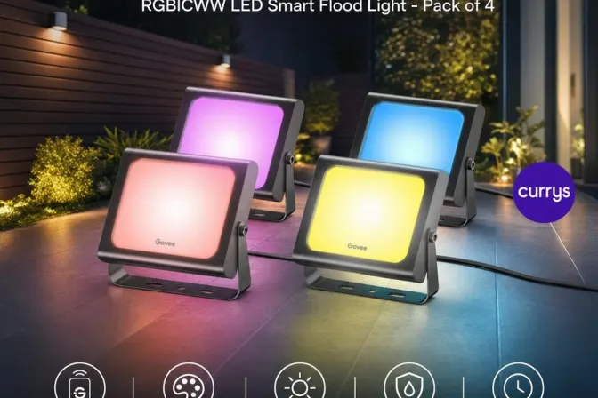 Govee H7060 Rgbicww LED Smart Flood Light - Pack of 4